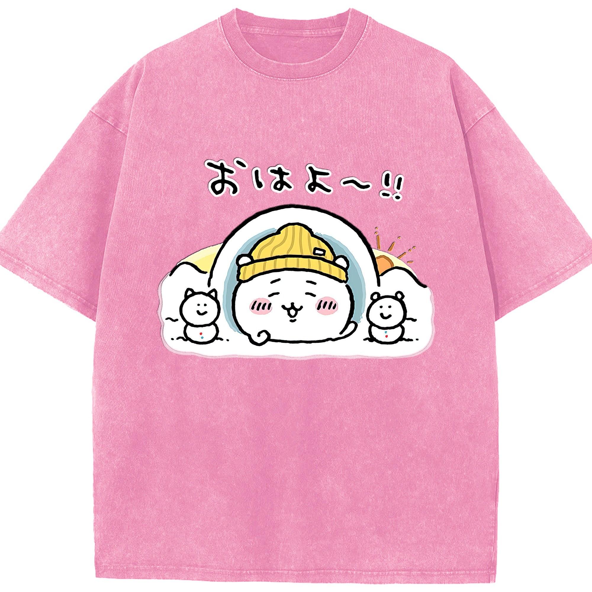 （画像用） ちいかわ ちいかわ Chii-kawa chiikawa 綿100% ヴィンテージ風 半袖Tシャツ（フロントプリント）